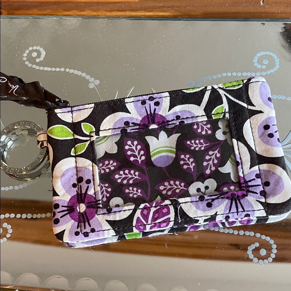Vera Bradley Black and Purple keychain small purse